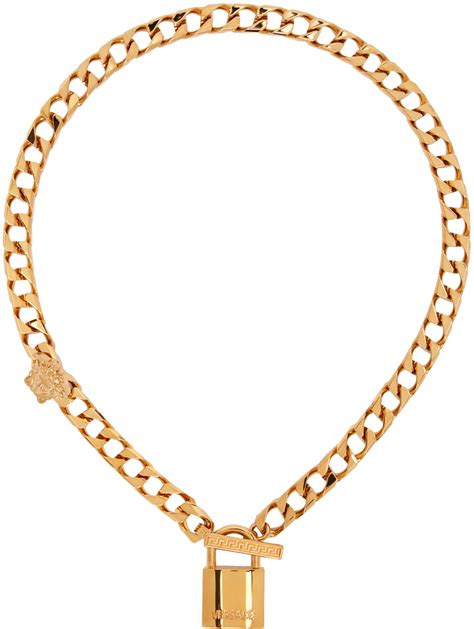 women versace necklace|Versace lock statement necklace.